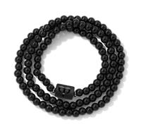 Beaded Bracelets for Men,Light Luxury 6Mm Zodiac Signs Natural Gemstone Crystal Glossy Black Glass Relief Reiki Yoga Beaded Stretch Bracelets,Energy Jewellery for Women Men Aries