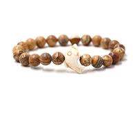 Beaded Bracelets for Men,Niche Design 8Mm Natural Gemstone Stone Crystal Dolphin Relief Reiki Yoga Elastic Beaded Bracelets,Energy Jewellery for Women Men Picture