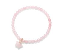 Beaded Bracelets for Men,Niche Design Light Luxury 4Mm Natural Gemstone Crystal Relief Reiki Yoga Five-Pointed Star Pendant Stretch Bracelets,Energy Jewellery for Women Men Rose Quartz
