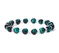 Beaded Bracelets for Men,Niche Design Light Luxury 8Mm Natural Gemstone Crystal Spacer Beads Tiger Eye Relief Reiki Yoga Stretch Bracelets,Energy Jewellery for Women Men Green Tiger