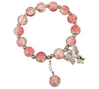 Beaded Bracelets For Women Glass Beads Bracelet Butterfly Charm Bracelet Beads Butterfly Bracelet For Women Heart Clip on Earrings for Girls (C, One Size)