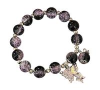 Beaded Bracelets For Women Glass Beads Bracelet Butterfly Charm Bracelet Beads Butterfly Bracelet For Women Heart Clip on Earrings for Girls (A, One Size)