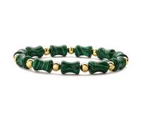 Beaded Bracelets for Women,Niche Design 8Mm Natural Gemstone Stone Crystal Bamboo Joint Relief Reiki Yoga Elastic Beaded Bracelets,Energy Jewellery for Women Men Malachite