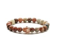 Beaded Bracelets for Women, Niche Design 8Mm Natural Gemstone Stone Crystal Micro-Inlaid Rose Gold Crown Relief Reiki Yoga Beaded Stretch Bracelets,Energy Jewellery for Women Men Red Plum Blossoms
