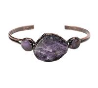 Beaded Bracelets for Women,Open Simple Light Luxury Natural Gemstone Crystal Irregular Rough Stone Relief Reiki Yoga Bracelets,Energy Jewellery for Women Amethysts