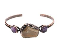 Beaded Bracelets for Women,Open Simple Light Luxury Natural Gemstone Crystal Irregular Rough Stone Relief Reiki Yoga Bracelets,Energy Jewellery for Women Citrine-A