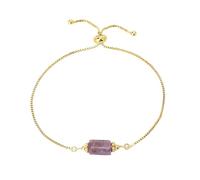 Beaded Bracelets,Natural Irregular Cylinder Amethyst Crystal Bracelets,Adjustable Gold Chain Bangle Jewelry,Reiki Yoga Gifts for Women Men