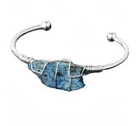 Beaded Bracelets,Natural Irregular Kyanite Crystal Bracelets,Large Silver Opening Bangle Jewelry,Reiki Yoga Gifts For Women Men