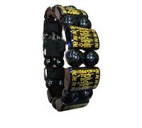 beaded bracelets, Natural Obsidian Gold Plated Six-Word Mantra Bracelet