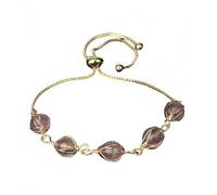 Beaded Bracelets,Natural Strawberry Crystal Bead Bracelet,Adjustable Gold Wire Winding Bangle Jewelry,Reiki Yoga Gifts for Women Men