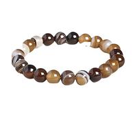 Beaded Bracelets,Natural Striped Agate Beaded Bracelets,8 Mm Crystal Bangle,Stretch Reiki Yoga Jewelry Gifts for Women Men Coffee Agate