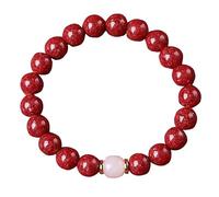 Beaded Bracelets,Rosary Beads,Natural Cinnabar Bracelet Feng Shui Bracelet Crystal Cinnabar Lucky Beaded Bracelet Birth Year Talisman for Women Wealth Good Luck Prosperity ( Color : C+white jade , Siz