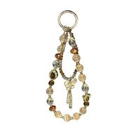 Beaded Butterfly Tassel Phone Strap Yellow Crystal Pink Crystal Decorated Hands-Free Wristband Universal Phone Case Lanyard Creative Gift Keychain Accessory