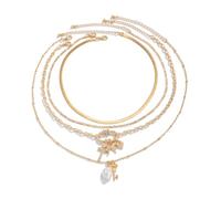 Beaded Chain Layered Necklace Set Resembling Pearl Necklace, Fashionable And Niche Butterfly Pendant Necklace