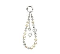 Beaded Crystal Phone Chain Rhinestone Love Pendant Pearl Phone Lanyard