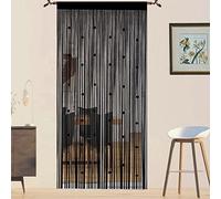 Beaded Door Curtain Fly Screen for Doors Window String Curtains Room Dividers Doorways Panel Living Bedroom Closet Drapes (Black, 90x245cm)