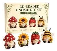 Beaded Embroidery Kit, 3D Beaded Animals, Beading, 3D Animals, Includes 4 Adorable Designs, Beadeds Animal Jewelry Craft Set, with Instructions, Suitable for Adults, Teenagers and Beginners
