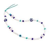 Beaded Evil Eye Pearl Natural Stone Phone Charm Lanyard Wristband Cute Flower Charm Anti-loss Chain Aesthetic Accessories Love Lucky Protection Gift, Metal, metal