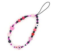 Beaded Evil Eye Pearl Natural Stone Phone Charm Lanyard Wristband Cute Flower Charm Anti-loss Chain Aesthetic Accessories Love Lucky Protection Gift, Metal, metal