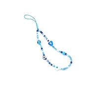 Beaded Evil Eye Pearl Natural Stone Phone Charm Lanyard Wristband Cute Flower Charm Anti-loss Chain Aesthetic Accessories Love Lucky Protection Gift, Metal, metal