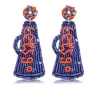 Beaded Game Day Earrings for Women Football Megaphone Let's Go Drop Dangle Earrings Game Day Sports Jewelry Football Fan Party Favor, One Size, Beaded, No Gemstone