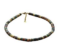 Beaded Gemstone Necklace For Women, Colorful Boho Beach Handmade Bead Choker Natural Semi-Precious Stones Stackable Multicolor Natural Stone Necklace Indian Agate