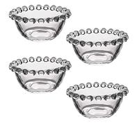 Beaded Glass Bowl Dipping Bowls Set - Bella Perle Dinner Set for 4 Vintage Style Frilled Edge Sauce Dish Dip Bowls - Durable Glass Tableware Dinner Service Serving Bowls Set Alfesco Dining Glassware