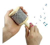 Beaded Hand Shaker Latin Shaker Stainless Steel Beads | Beaded Cylinder Wooden Handle Rhythm World Percussion for Kids Adults Children Beginners Elementary Music Class Party Band