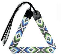 Beaded Hatband Native American Style Southwestern Cow Rode Handmade Head/Hat Band Collection [ ] (White & blue)