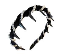 Beaded Headband Tooth - Elegant Non-Slip Comb Hair Accessory Wave Shape Long Lasting Shiny Finish Lightweight Comfortable Grip | Perfect for Married Women, F