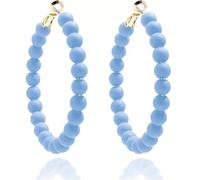 Beaded Hoop Earrings Bohemia Multicolor Acrylic Bead Circle Round Earring for Women Jewelry, Acrylic, No Gemstone