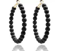 Beaded Hoop Earrings Bohemia Multicolor Acrylic Bead Circle Round Earring for Women Jewelry, Acrylic, No Gemstone