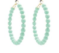 Beaded Hoop Earrings Bohemian Elegant Colorful Large Round Circle Chic Geometric Matte Acrylic Beads Minimalist Dangle Drop Earrings for Women Birthday Wedding Christmas Party Trendy Jewelry Gifts, L