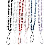 Beaded Lanyard Neck Phone Strap for Women - ID Badge Holder - Necklace Pass ID Card Holder, Key - Bling Jewelry Fashion Colourful Sparkly Lanyards for Teachers, Nurses, Students & Staff (6 Pack)