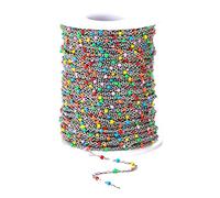 Beaded Mask Making Necklace Glass Rosary Link Clothes Shoes Jewelry DIY Chains For Craft Decoration Neon (A, One Size)