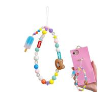 Beaded Phone Lanyard - Aesthetic Mobile Phone Chain Strap, Decorative Charm Wrist Attachment, Secure Loop Connector Design, Vibrant Multi-Tone Accents - For Devices, Bags and Backpacks