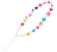 Beaded Phone Strap with Colorful Fruit and Flower Design Anti-lost Mobile Phone Charm Made of Polymer Clay and Fake Pearl for Daily Use Stylish Keyholder Lanyard and Keychains