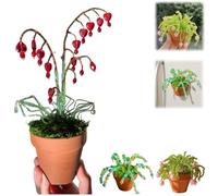 Beaded Plant Fridge Magnets,Mini Cute Potted Plant Refrigerator Magnet,DIY Artificial Hanging Plants Refrigerator Magnetic Stickers,for Home, Kitchen, Office Decor (Red Heart, Large)