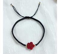 Beaded,Protection Bracelets for Men Women，Natural Cinnabar Small Flower Red Rope Feng Shui Lucky Couple Talisman Prosperity Money Luck New Jewelry,Fu brand (C