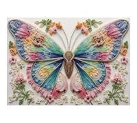 Beaded Rainbow Butterfly Puzzles, Sutinban 1000 Piece Puzzle for Adults, Colorful Butterfly with Beaded Flowers & Plants, Challenging Art Jigsaw Puzzles for Adults Wall Decor