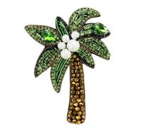 Beaded Rhinestones Coconut Tree Bohemia Beach Patches Sequin for Clothes Backpacks T-Shirt Jeans Hat Bag Sewing Accessories (C 2pieces)
