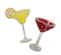 Beaded Rhinestones Juice Alcoholic Beverage Drinks Patches Sew On Applique Men Women Clothes Hat Jeans Badge Decor 2pieces (C Mix 2pieces)