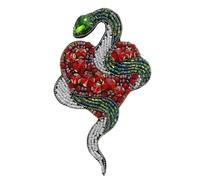 Beaded Rhinestones Snake Patch Handmade Crystal Applique Sew on Badge for Clothes Bag Pants Shoes Hats DIY Emblem 2pieces (C)