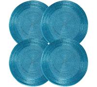 Beaded Round Placemat Set of 4 - Rustic Placemats for Dining Table 13 Inches - Placemats for Family, Party, Dining Room, Decorations, Wedding, Kitchen, Office, Home Decor (Blue) - ALPHA Living HOME