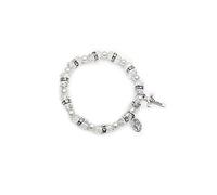 Beaded Stretch Rose Bracelet with the Cross and the Miracle Crystals Medal Beaded Stretch for Women Men Protection Gifts, 1, Stone, no gemstone