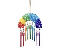 Beaded Suncatcher - Rainbow Cloud Pendant, 8.26x5.90in Size with Crystal Droplets, Multi-Colored Acrylic Beads, High-Refractive Exterior, For Home Window and Garden Light Catching