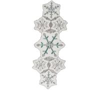 Beaded Table Runner 13x36 Inch Boho Handcrafted Table Runners Rustic Farmhouse for Bohemian Kitchen Dining, Premium Holiday, Christmas & Wedding Decor (White,Silver & Teal)