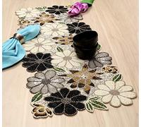 Beaded Table Runner 36 Inch, Glitz Table Runner, Decorative Farmhouse Table Runner, Rustic Bridal Shower Beaded Table Runner, Beaded Christmas Table Runner-13x36 Inch (31x91 Cm) - Brown Multi