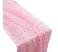 Beaded Table Runner - Lightweight Organza Fabric, Decorative Beads, Flexible Length Cut, Sheer Decorative Drape | Wedding Arch Style Dining Room Centrepiece Decor