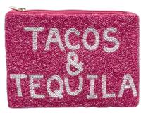 Beaded Tacos & Tequila Coin Pouch Coin Purse Colorful Beaded